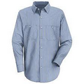 Blue / White Men's Long Sleeve Stripe Shirt